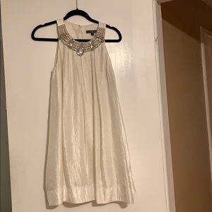 White Dress with Faux Pearls and Jewels